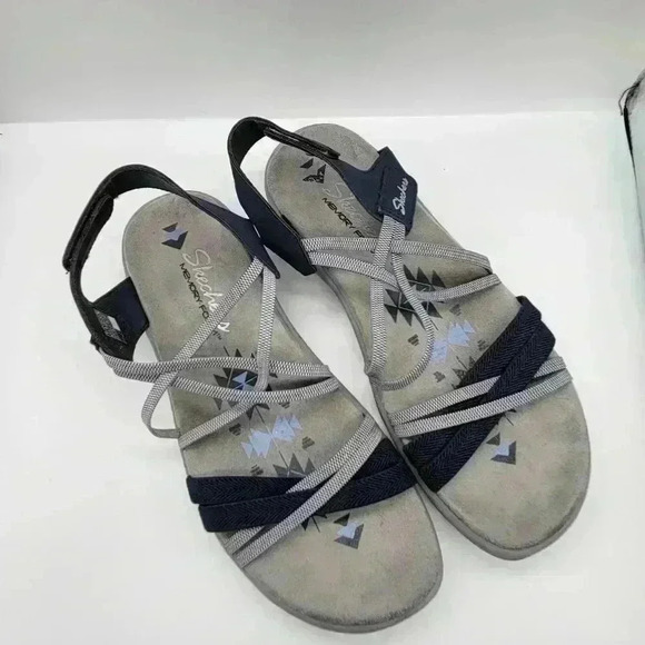 Skechers Womens Reggae Slim Takes Two Navy Blue Size 7 Super Light - Picture 2 of 12